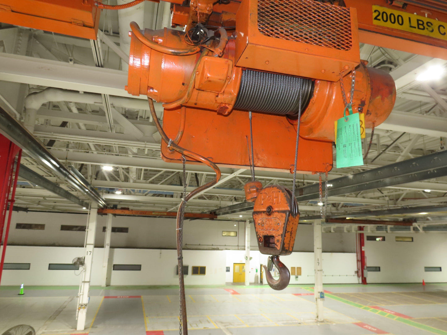 Cleveland Tramrail P&H 1 Ton Single Girder Underhung Bridge Crane 21' 8" Span