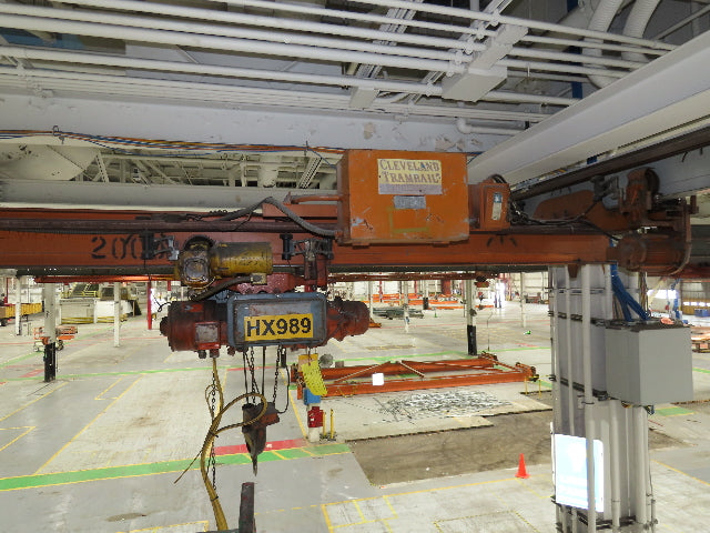 Cleveland Tramrail P&H 1 Ton Single Girder Underhung Bridge Crane 21' 8" Span