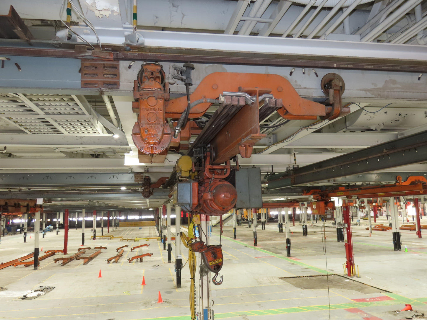 Cleveland Tramrail P&H 1 Ton Single Girder Underhung Bridge Crane 21' 8" Span