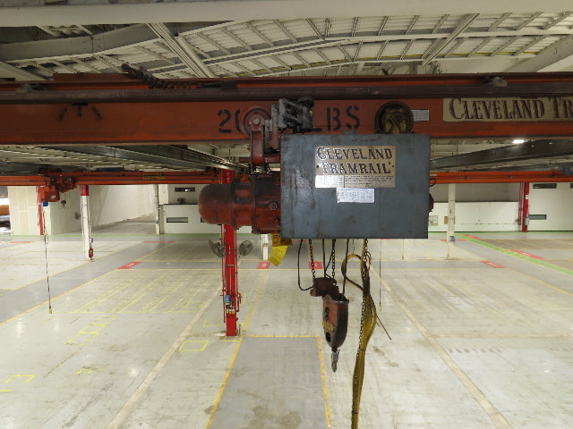 Cleveland Tramrail P&H 1 Ton Single Girder Underhung Bridge Crane 21' 8" Span