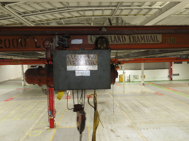 Cleveland Tramrail P&H 1 Ton Single Girder Underhung Bridge Crane 21' 8" Span