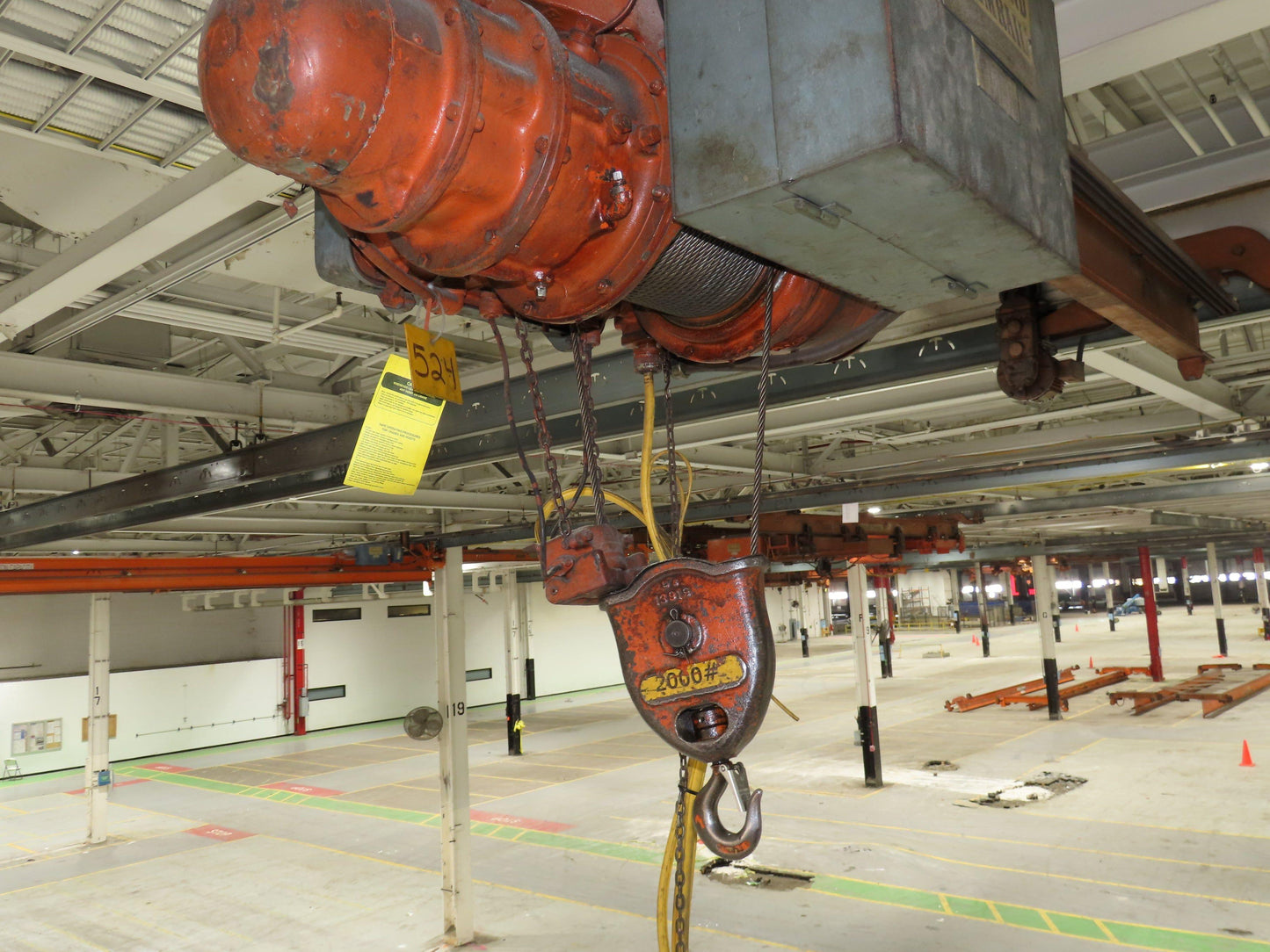 Cleveland Tramrail P&H 1 Ton Single Girder Underhung Bridge Crane 21' 8" Span