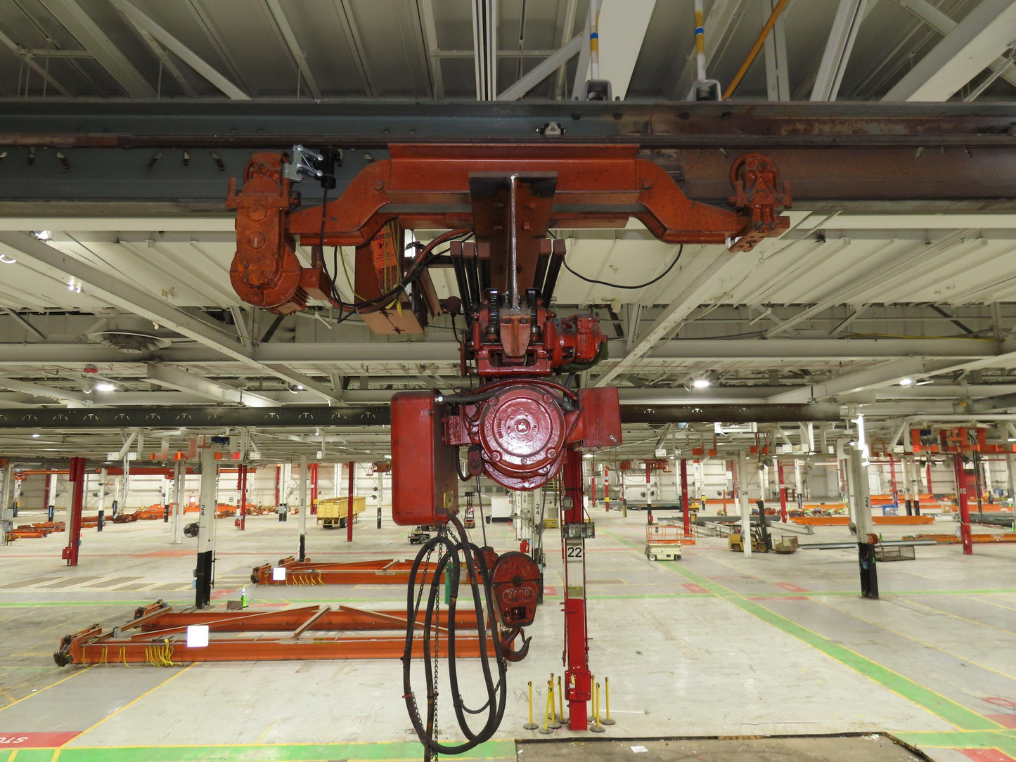 Cleveland Tramrail P&H 1 Ton Single Girder Underhung Bridge Crane 31' 4" Span