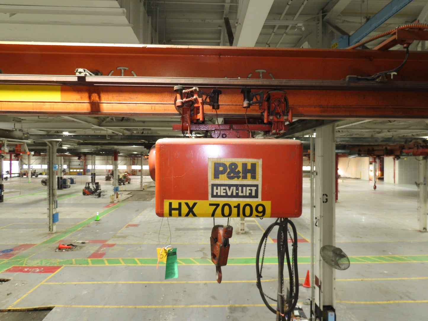 Cleveland Tramrail P&H 1 Ton Single Girder Underhung Bridge Crane 31' 4" Span