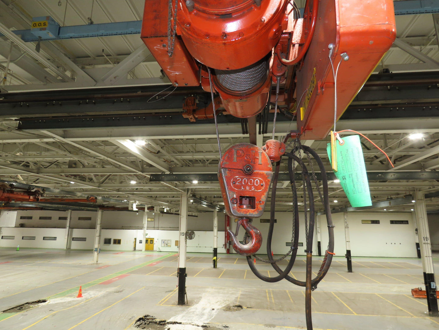 Cleveland Tramrail P&H 1 Ton Single Girder Underhung Bridge Crane 31' 4" Span