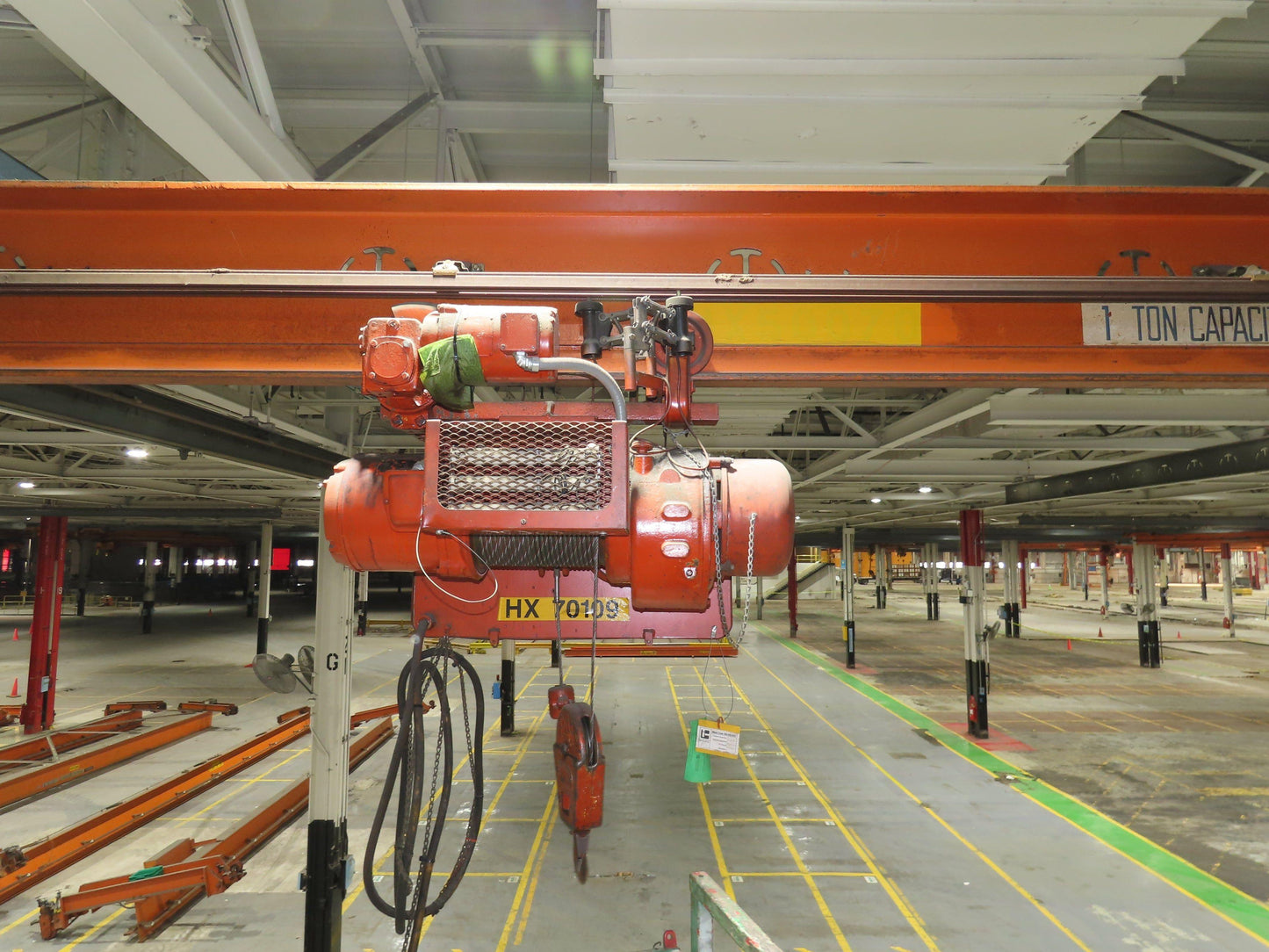 Cleveland Tramrail P&H 1 Ton Single Girder Underhung Bridge Crane 31' 4" Span