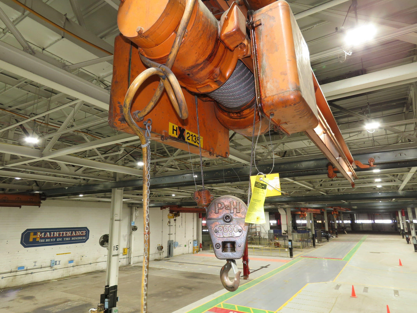 Cleveland Tramrail P&H 1 Ton Single Girder Underhung Bridge Crane 45' 10" Span