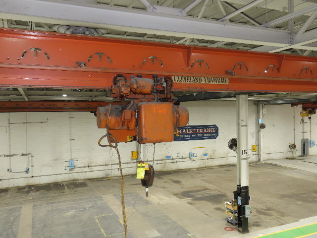 Cleveland Tramrail P&H 1 Ton Single Girder Underhung Bridge Crane 45' 10" Span