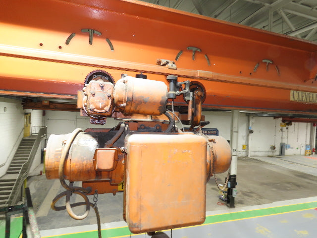 Cleveland Tramrail P&H 1 Ton Single Girder Underhung Bridge Crane 45' 10" Span