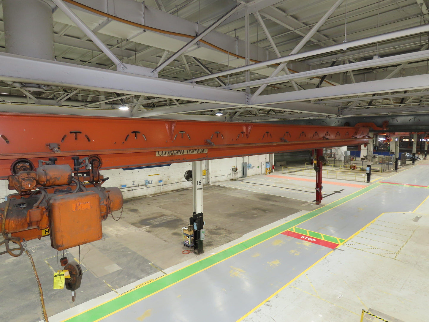 Cleveland Tramrail P&H 1 Ton Single Girder Underhung Bridge Crane 45' 10" Span