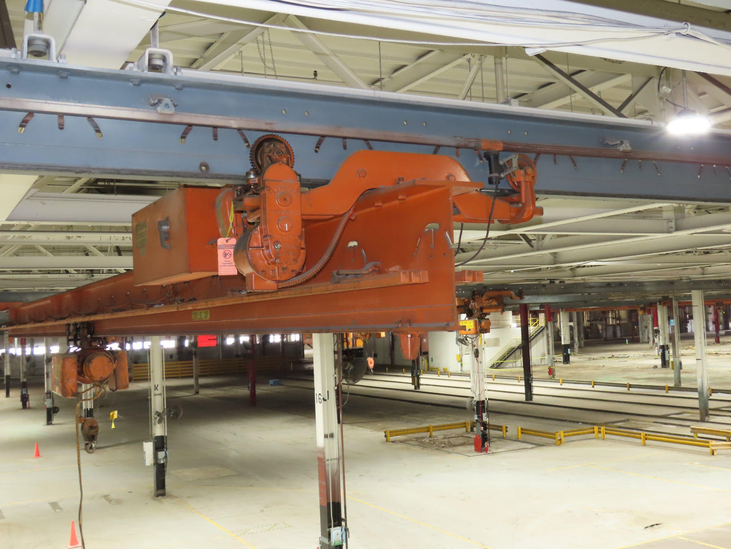 Cleveland Tramrail P&H 1 Ton Single Girder Underhung Bridge Crane 45' 10" Span