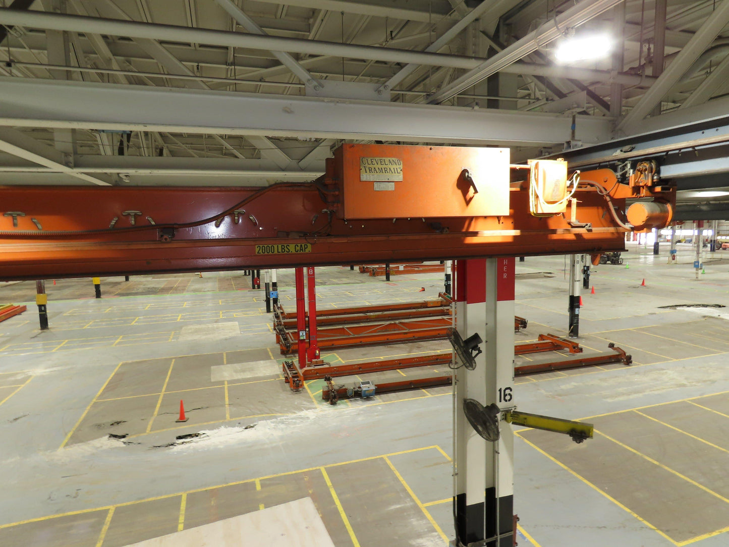 Cleveland Tramrail P&H 1 Ton Single Girder Underhung Bridge Crane 45' 10" Span