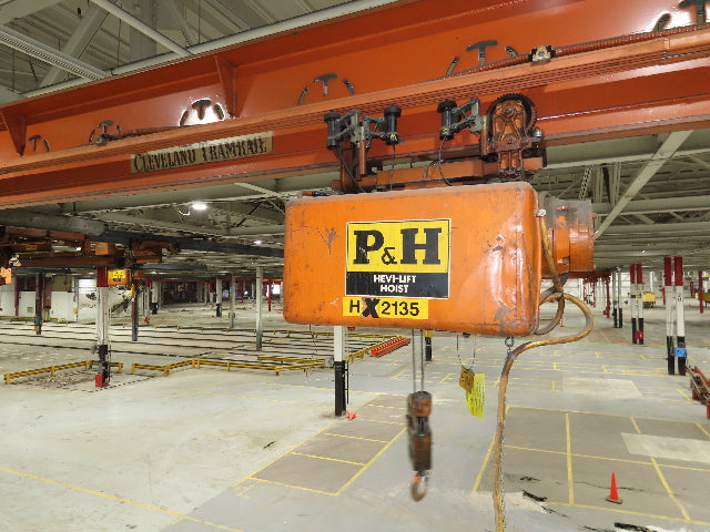 Cleveland Tramrail P&H 1 Ton Single Girder Underhung Bridge Crane 45' 10" Span
