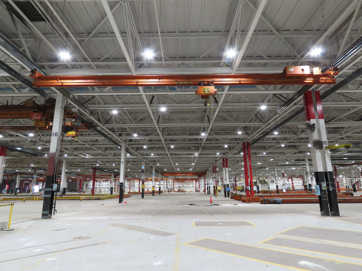 Cleveland Tramrail P&H 1 Ton Single Girder Underhung Bridge Crane 45' 10" Span