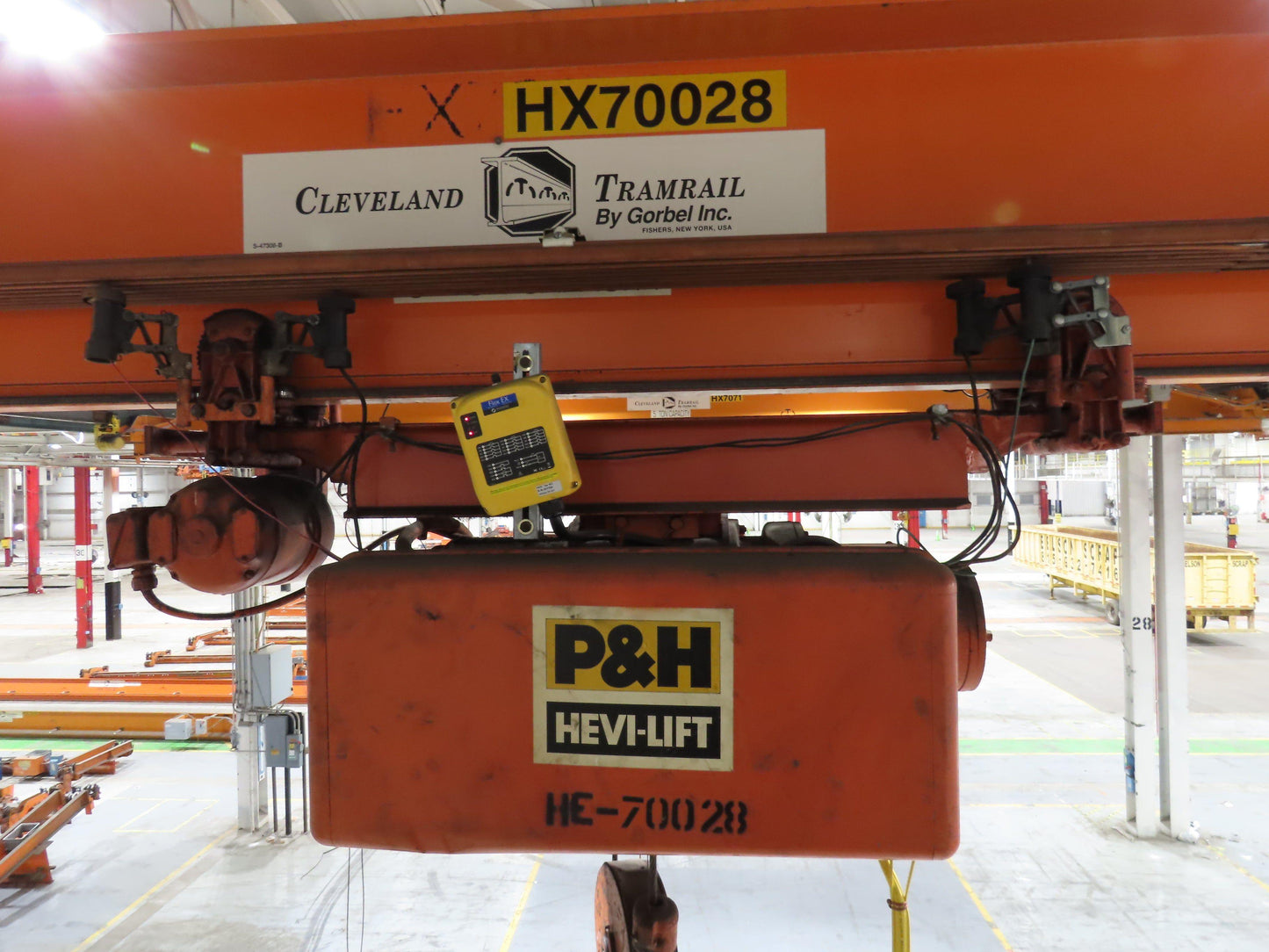 Cleveland Tramrail P&H 3 Ton Single Girder Underhung Bridge Crane 45' 10" Span