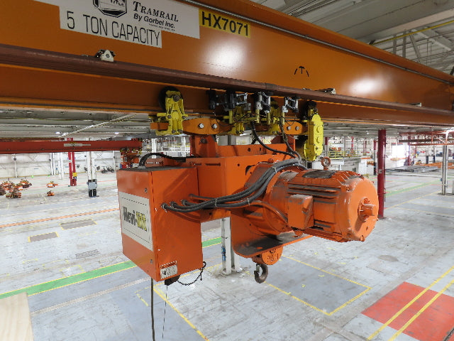 Cleveland Tramrail P&H 5 Ton Single Girder Underhung Bridge Crane 45' 10" Span