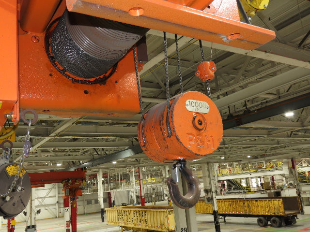 Cleveland Tramrail P&H 5 Ton Single Girder Underhung Bridge Crane 45' 10" Span