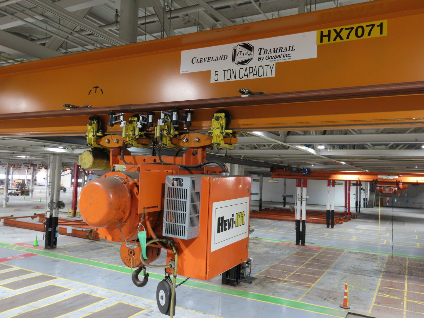 Cleveland Tramrail P&H 5 Ton Single Girder Underhung Bridge Crane 45' 10" Span