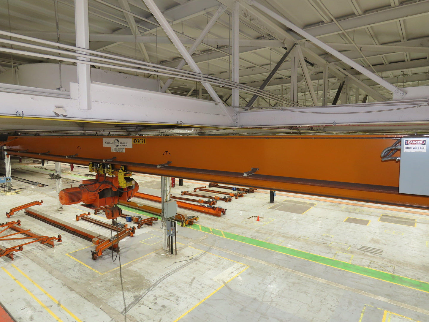 Cleveland Tramrail P&H 5 Ton Single Girder Underhung Bridge Crane 45' 10" Span