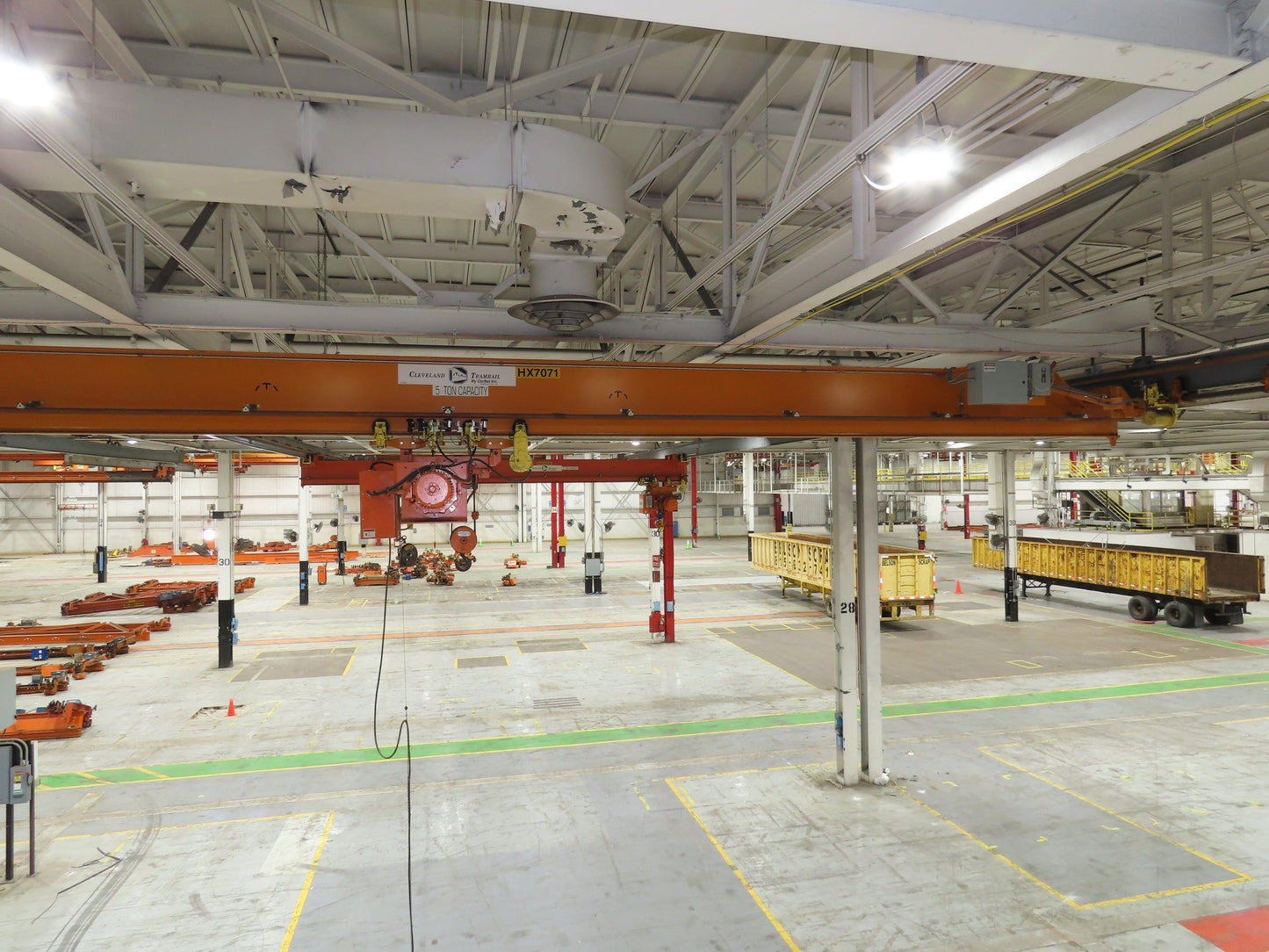 Cleveland Tramrail P&H 5 Ton Single Girder Underhung Bridge Crane 45' 10" Span