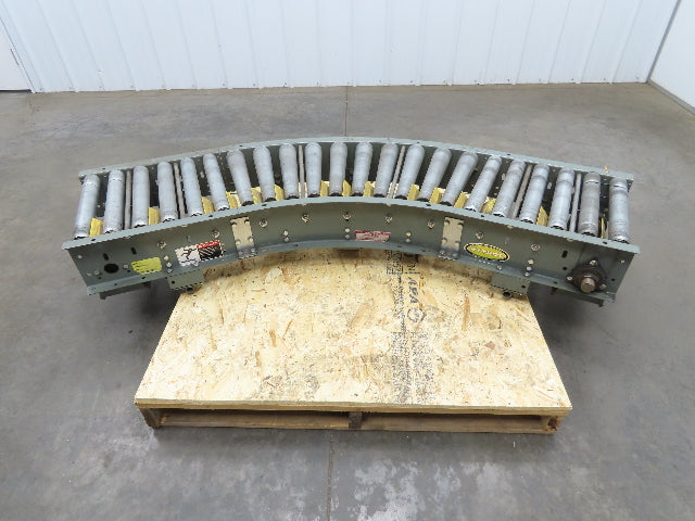 Hytrol 18" x 68" V-Belt Live Roller 45° Curve Conveyor 15" BF 18" Section