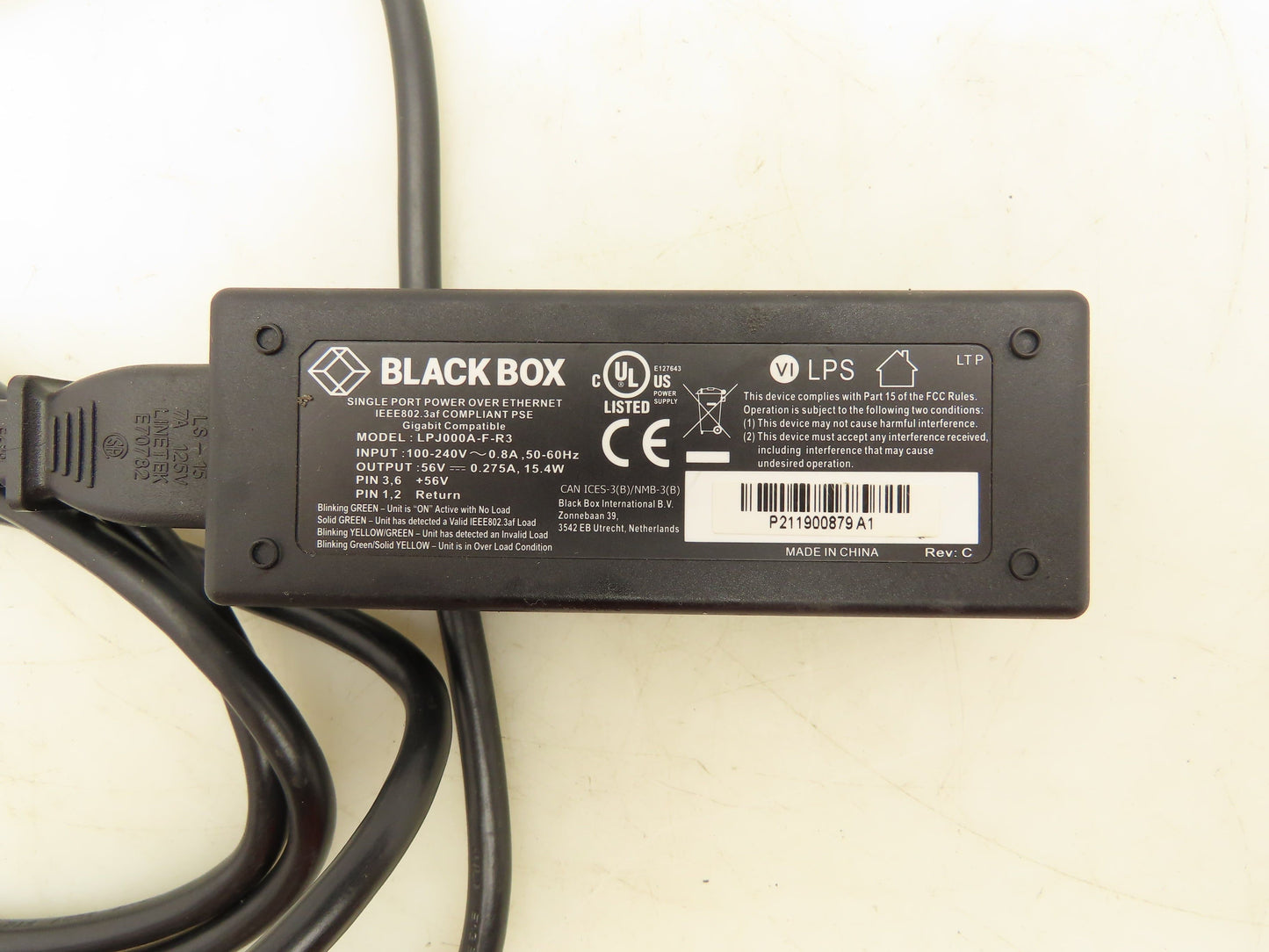 Black Box LPJ000A-F-R3 PoE Gigabit Ethernet Injector Single Port Lot of 2