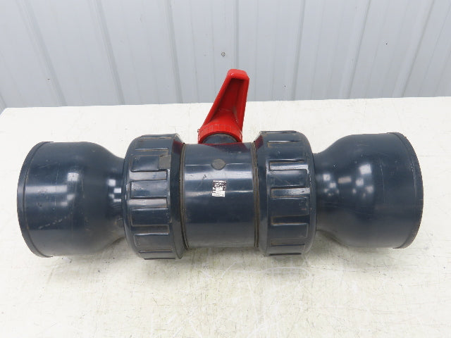 Asahi 111605060 PVC 4" Ball Valve 6" Glue In Socket 2 Way FPM Seal 150PSI
