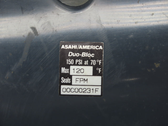Asahi 111605060 PVC 4" Ball Valve 6" Glue In Socket 2 Way FPM Seal 150PSI