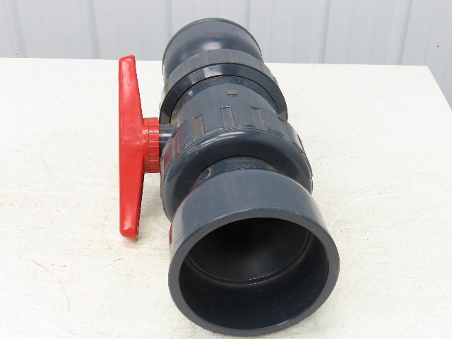 Asahi 111605060 PVC 4" Ball Valve 6" Glue In Socket 2 Way FPM Seal 150PSI