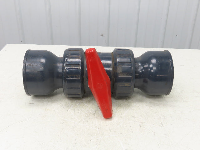 Asahi 111605060 PVC 4" Ball Valve 6" Glue In Socket 2 Way FPM Seal 150PSI