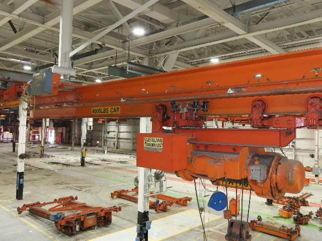 Cleveland Tramrail P&H 4 Ton Single Girder Underhung Bridge Crane 36' Span