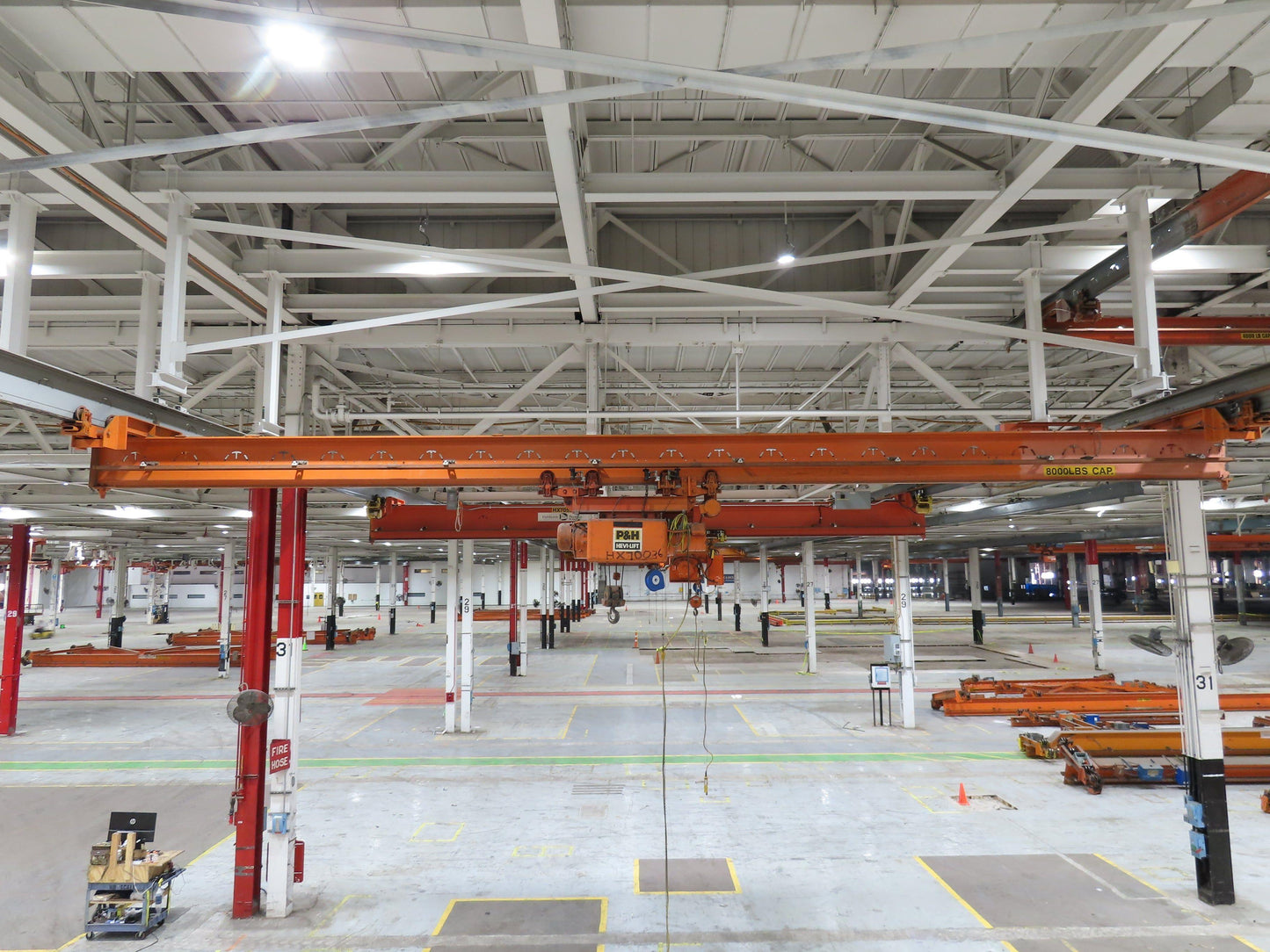 Cleveland Tramrail P&H 4 Ton Single Girder Underhung Bridge Crane 36' Span