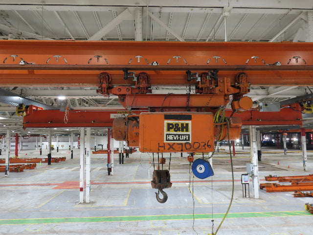 Cleveland Tramrail P&H 4 Ton Single Girder Underhung Bridge Crane 36' Span