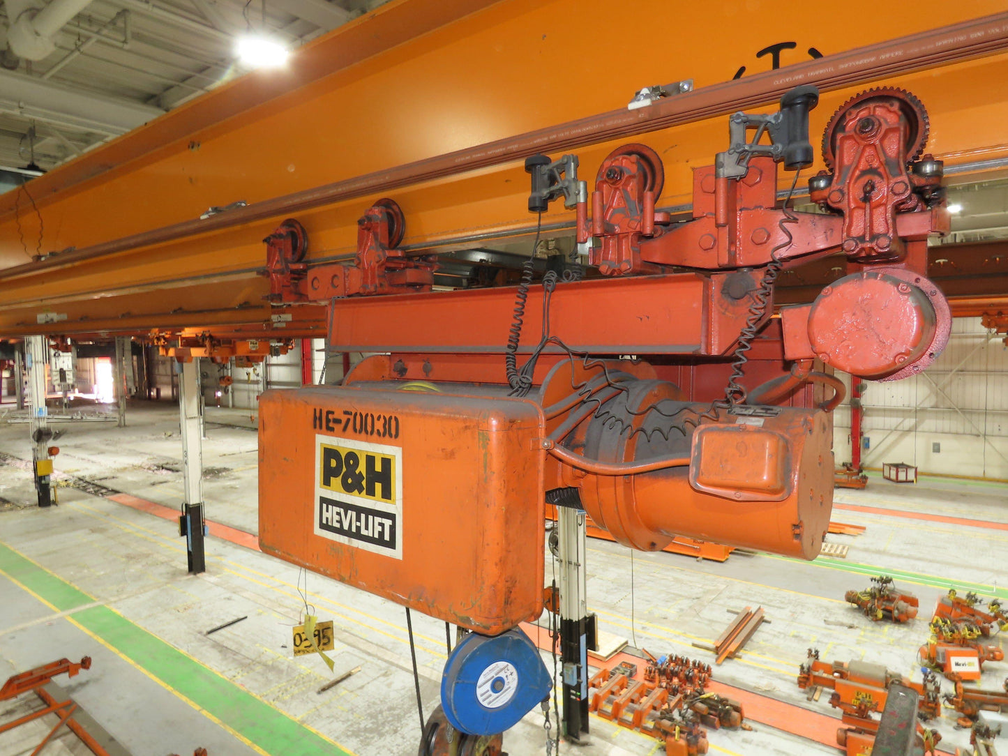 Cleveland Tramrail P&H 4 Ton Single Girder Underhung Bridge Crane 45' 10" Span
