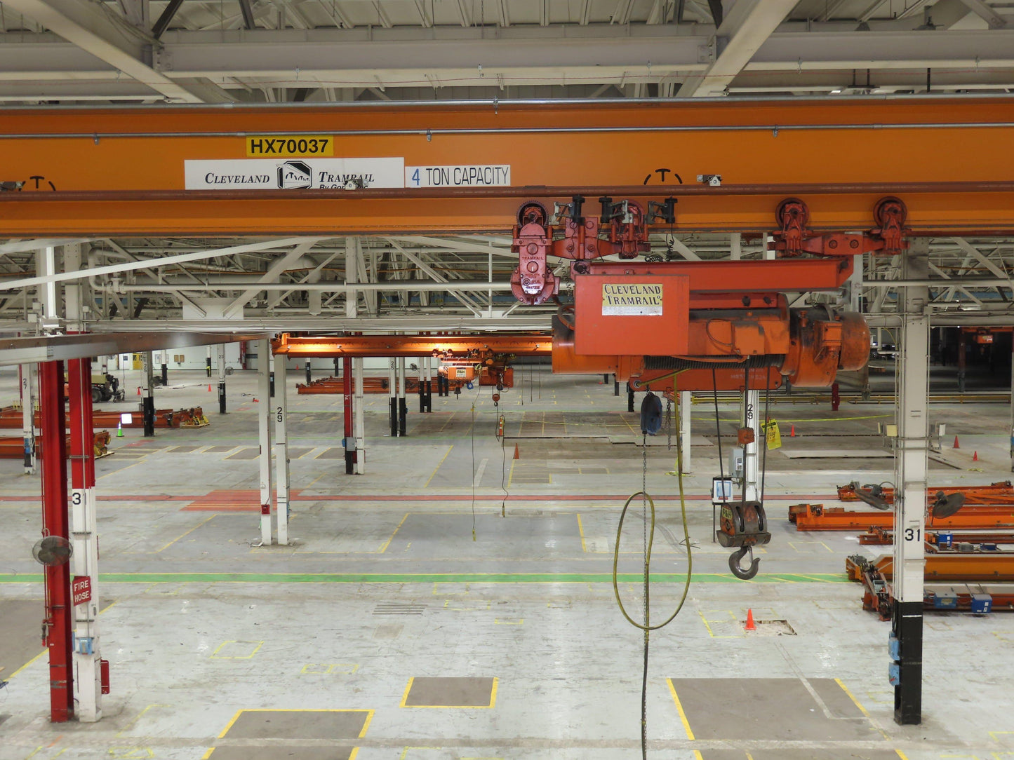 Cleveland Tramrail P&H 4 Ton Single Girder Underhung Bridge Crane 45' 10" Span