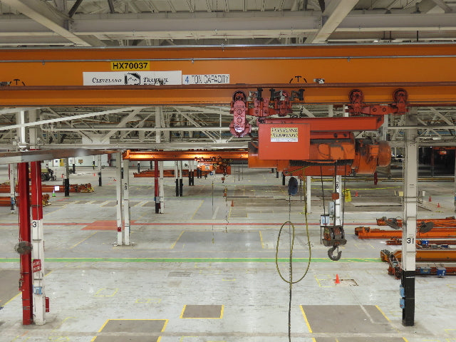 Cleveland Tramrail P&H 4 Ton Single Girder Underhung Bridge Crane 45' 10" Span