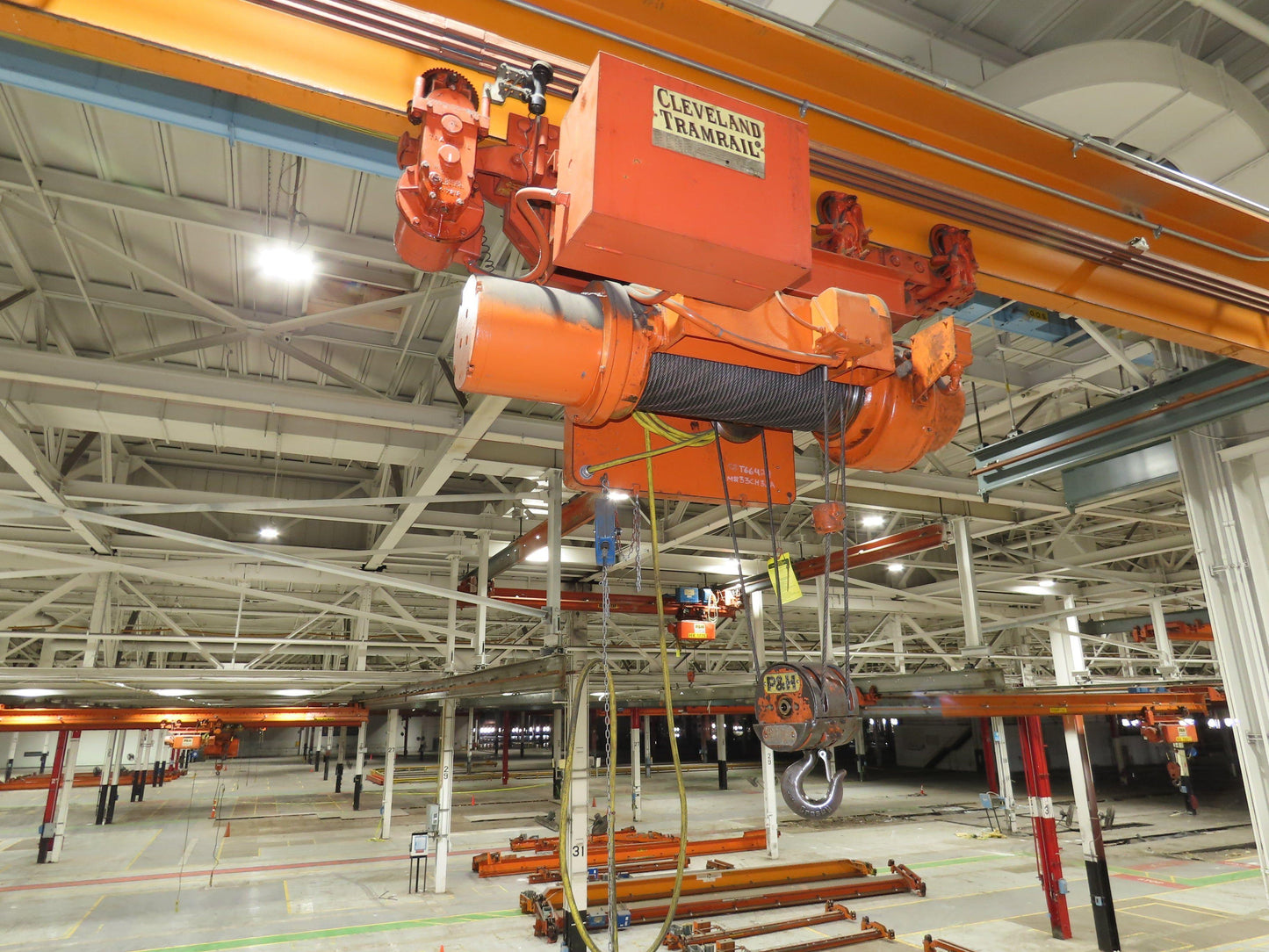 Cleveland Tramrail P&H 4 Ton Single Girder Underhung Bridge Crane 45' 10" Span