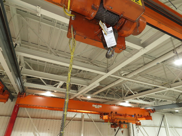 Cleveland Tramrail P&H 1/2 Ton Single Girder Underhung Bridge Crane 45' 10" Span