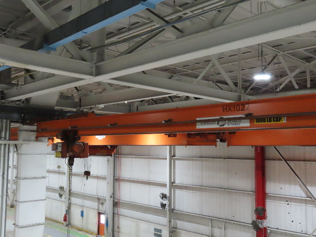 Cleveland Tramrail P&H 1/2 Ton Single Girder Underhung Bridge Crane 45' 10" Span