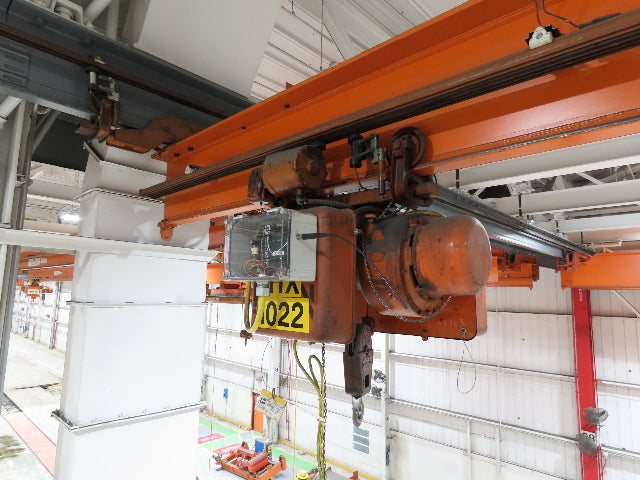 Cleveland Tramrail P&H 1/2 Ton Single Girder Underhung Bridge Crane 45' 10" Span