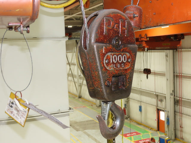 Cleveland Tramrail P&H 1/2 Ton Single Girder Underhung Bridge Crane 45' 10" Span
