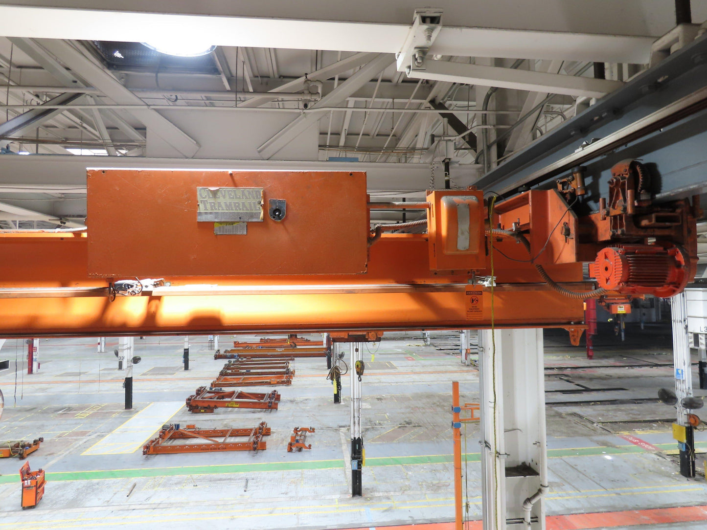 Cleveland Tramrail P&H 3 Ton Single Girder Underhung Bridge Crane 45' 10" Span