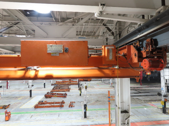 Cleveland Tramrail P&H 3 Ton Single Girder Underhung Bridge Crane 45' 10" Span