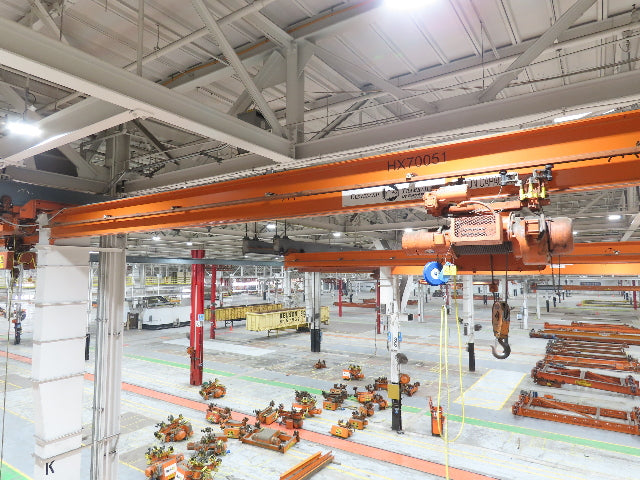 Cleveland Tramrail P&H 3 Ton Single Girder Underhung Bridge Crane 45' 10" Span
