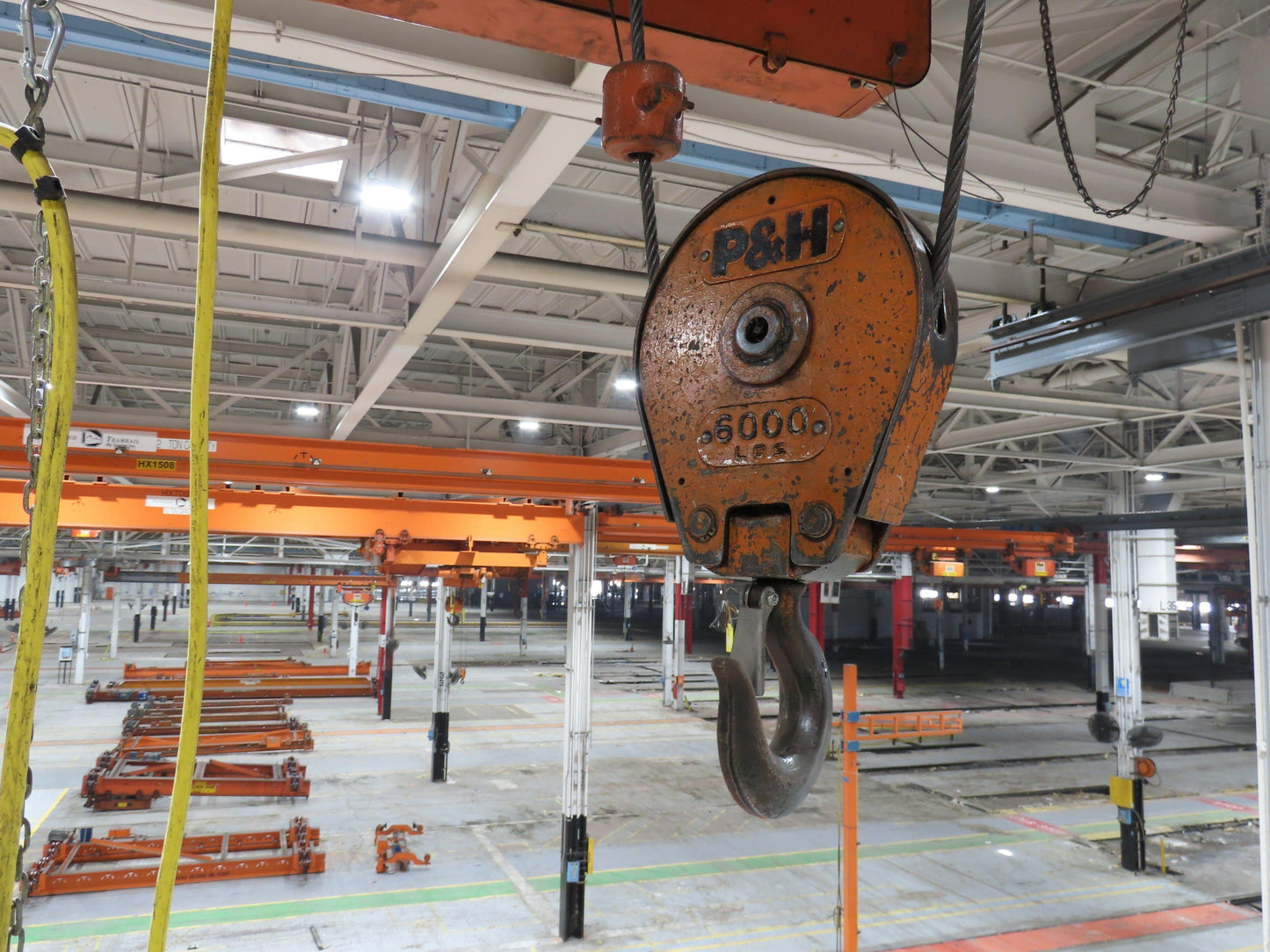 Cleveland Tramrail P&H 3 Ton Single Girder Underhung Bridge Crane 45' 10" Span