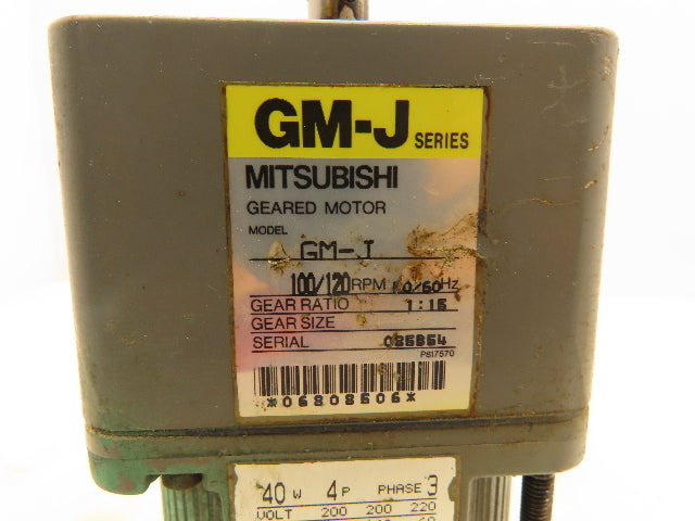 Mitsubishi Electric GM-J Geared Motor 15:1 120 RPM 220V 3PH