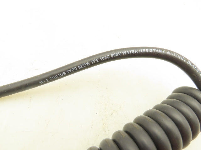 Whitney Blake 4-9123-88-96W Retractile Cord Cable SEOW 3 Wire 18Awg Coiled 8'