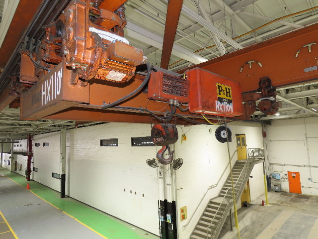 Cleveland Tramrail P&H 6 Ton Double Girder Underhung Bridge Crane 45' 10" Span