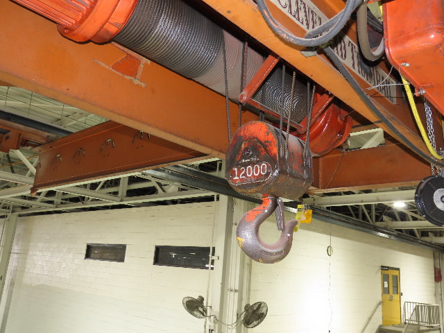 Cleveland Tramrail P&H 6 Ton Double Girder Underhung Bridge Crane 45' 10" Span
