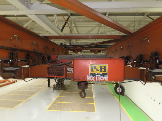 Cleveland Tramrail P&H 6 Ton Double Girder Underhung Bridge Crane 45' 10" Span